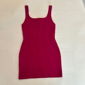 Babaton Red Bodycon Mini Dress Square Neck Sleeveless